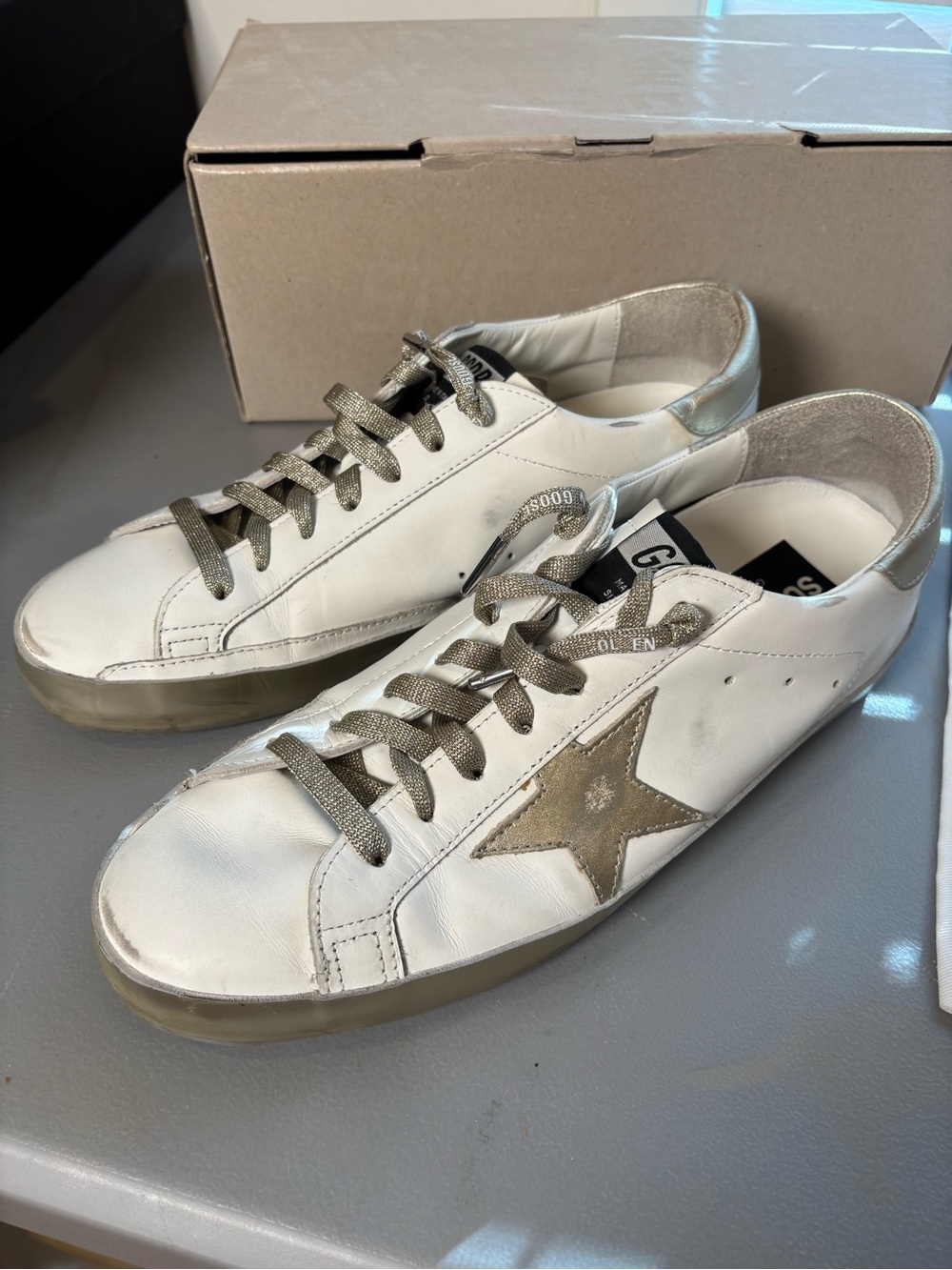 Golden Goose Super Star with Gold Lurex Laces Size 43/Men’s 10.5/Women’s 12